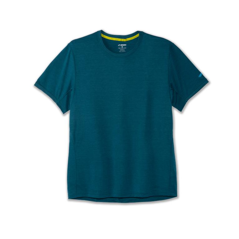 Brooks Distance - Mens Short Sleeve Running Shirt - Heather Alpine/Cadetblue (97648SJHR)